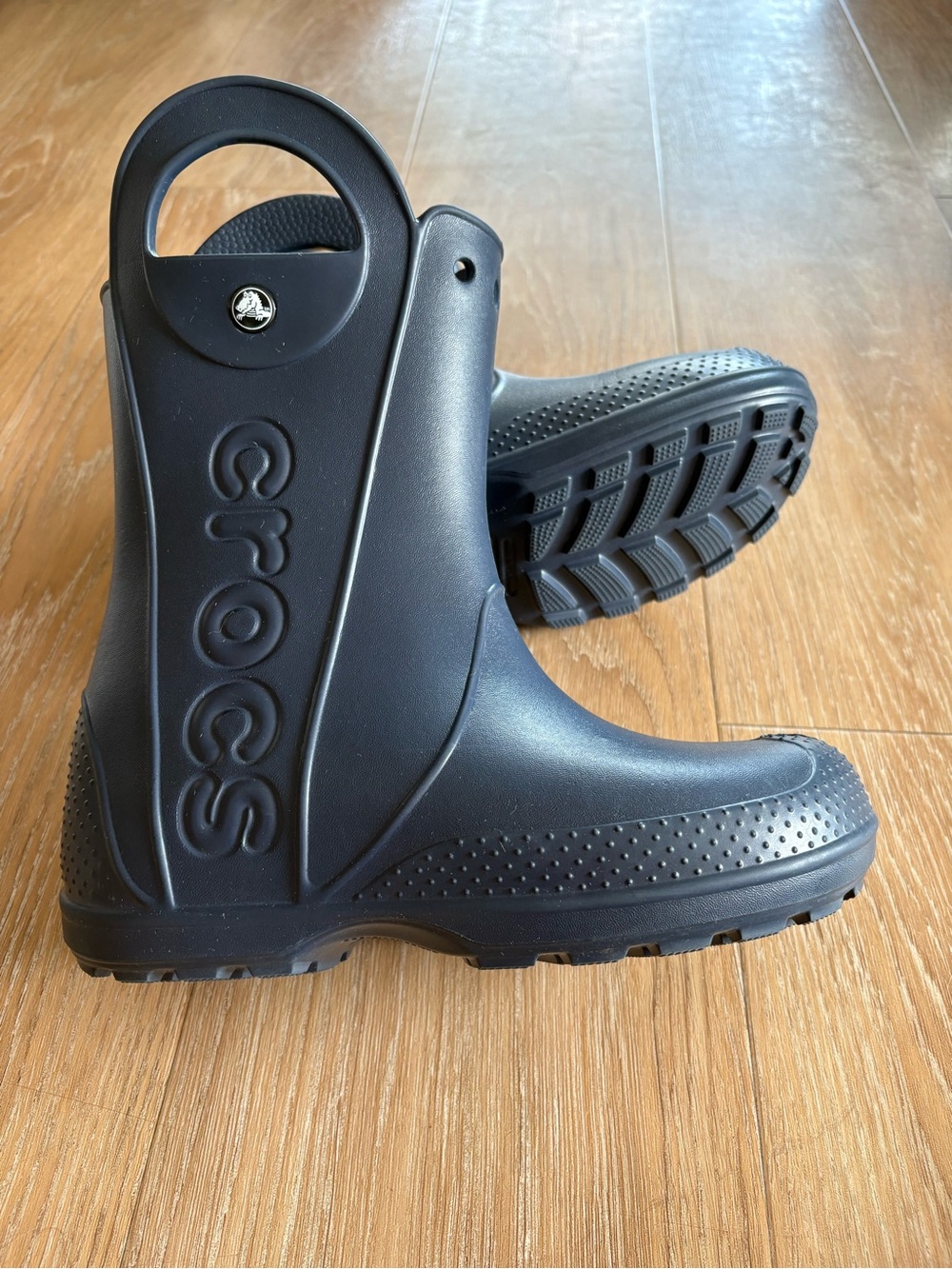 CROCS Kids' Navy Pull-On Handle Rain Boots Sz 3